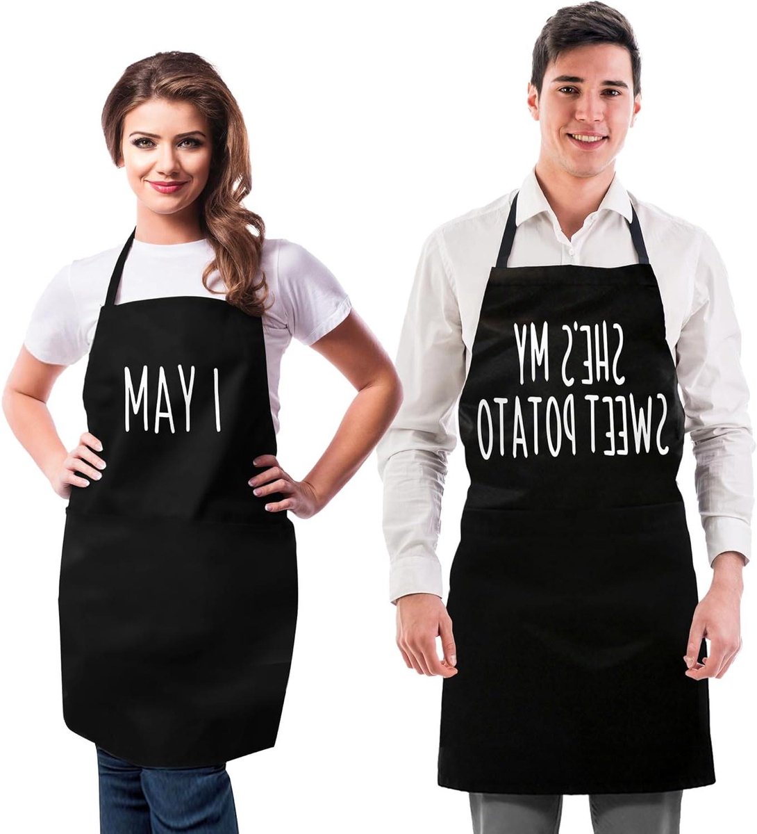 Grappige Schorten - Kookschorten Paar - Samen Koken - Bijpassend Set - One Size - Multicolor