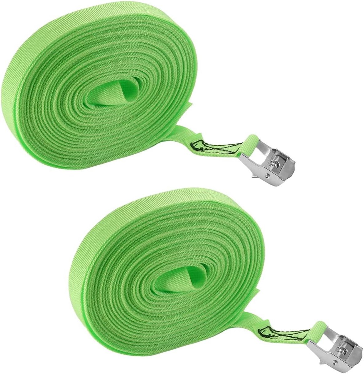 Spanbanden set - Sjorbanden nokgesp - Lading zekeren - Snelontgrendelingsknop - 25 cm x 119 m - Groen