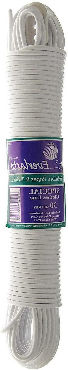 PVC Kledinglijnen - Waslijnen Polyester - Kleding Droge - Stevig Polyesterhars - 30 Meter - Wit