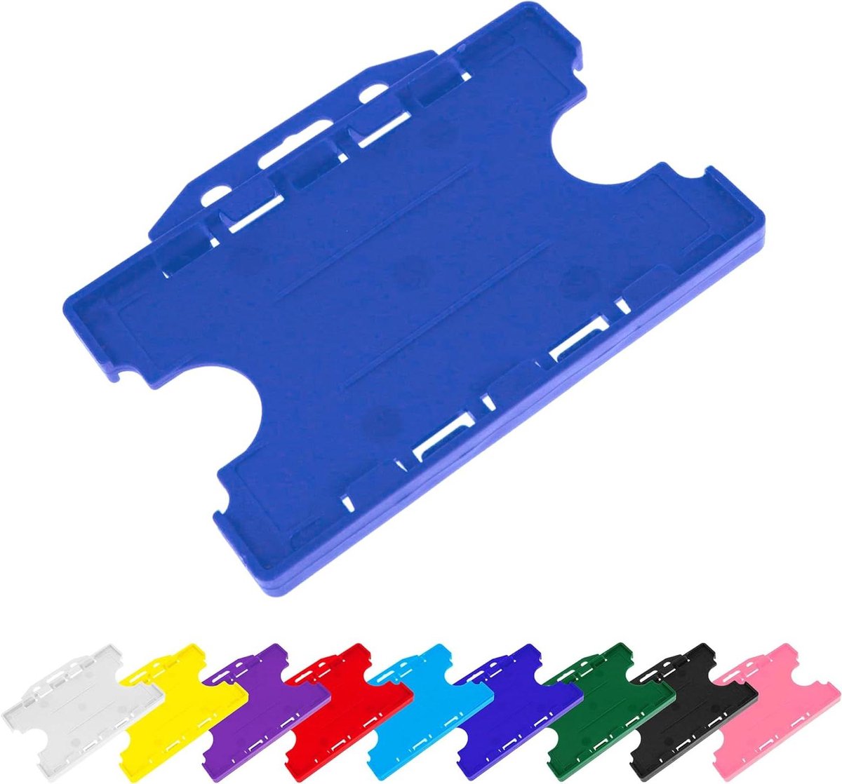 Dubbelzijdige ID-kaarthouder - Badgehouder tweezijdig - Identificatie tonen - Houdt twee kaarten - 86 x 54 mm - Blauw