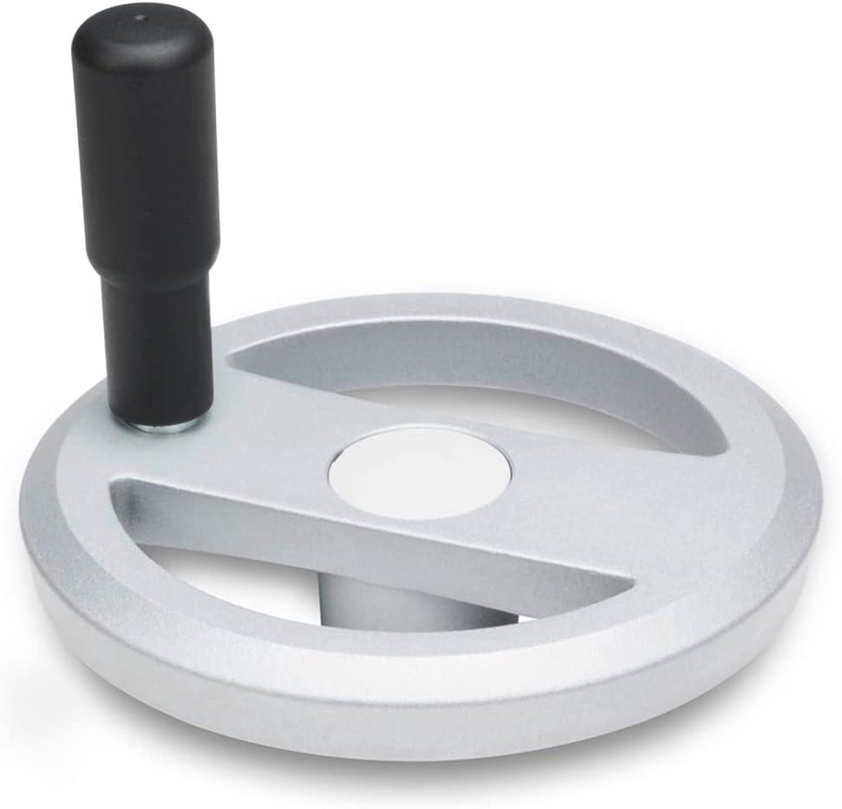 Spaakhandwielen met greep - Handwiel Bedieningswiel - Machinebediening - Gestanst aluminium - 125 mm diameter - Zilver mat