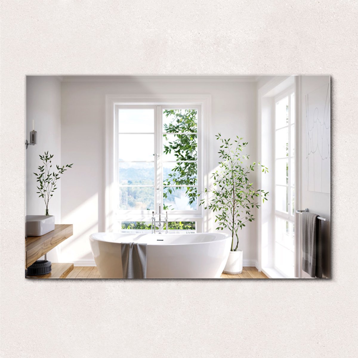 ArtPrintCave Wandspiegel - Rechthoekige Spiegel Zonder Lijst - 60x40 cm - Slaapkamerspiegel - Badkamerspiegel - Gang - Kleedkamer - Rechthoekige Spiegel Zonder Rand - Scandinavische Wandspiegel - Rechthoekige Spiegel Frameloos