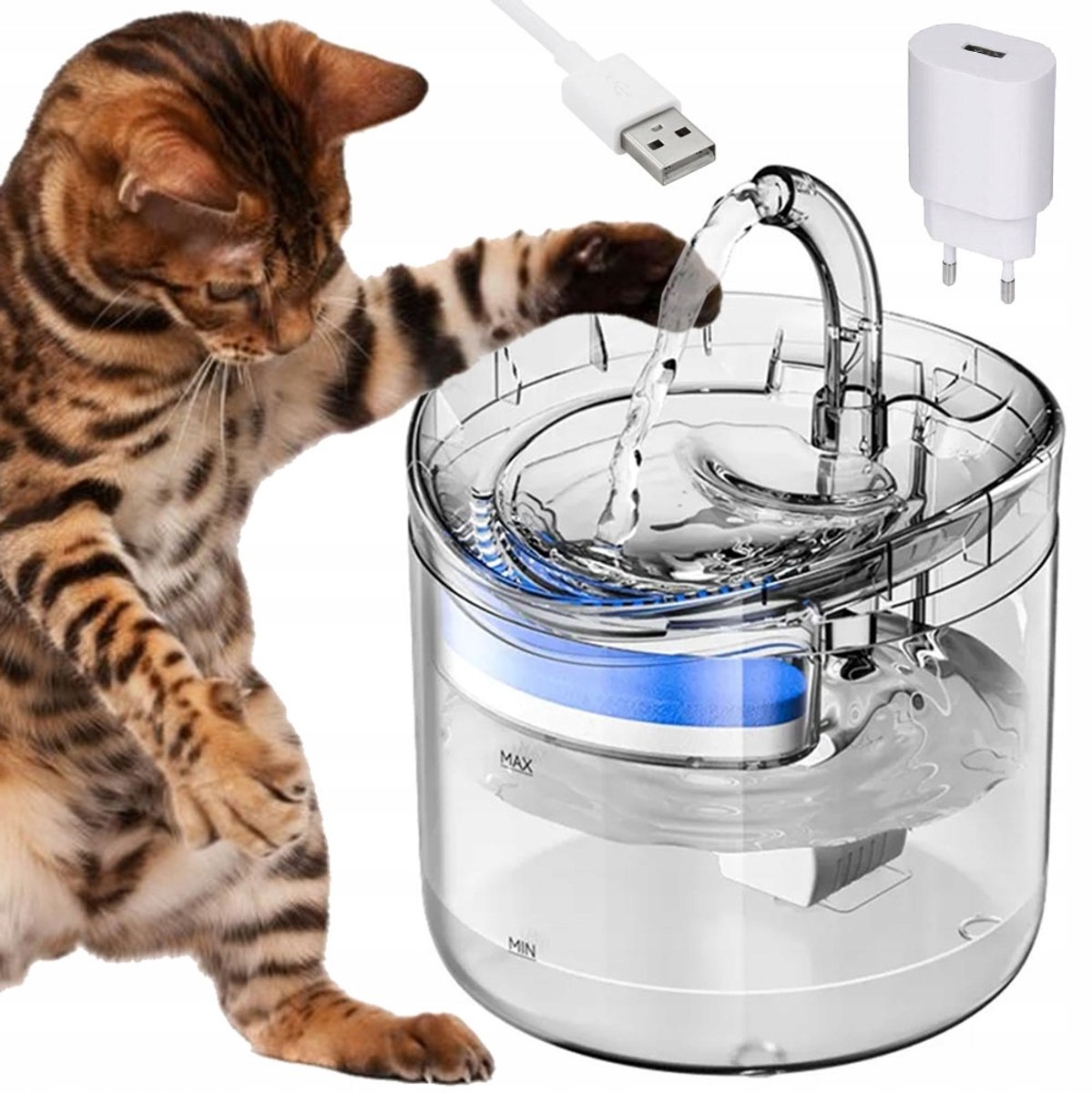 Hangzhou A Link Star Technologie - Automatische Waterfontein - Kat & Hond - 1.8L - Stille Pomp - Transparante Structuur