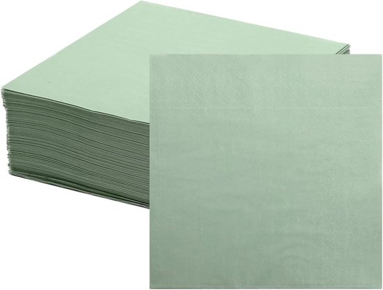 Servetten saliegroen - 100 stuks papieren servetten - 33 x 33 cm - groene cocktailservetten voor bruiloften - verjaardagen - jubileumfeesten