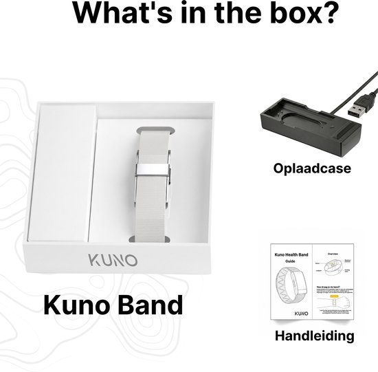 Kuno Band - Smartband - Smart Wearable - Health Tracker - Slaap Tracker - Hartslagmeter - SpO2 - Bloeddruk - Stressmeter - Stappenteller - Fitness Tracker - 50+ Sportmodi - Geen Abonnement - IP68 Waterdicht - Mannen en Vrouwen - Zilver