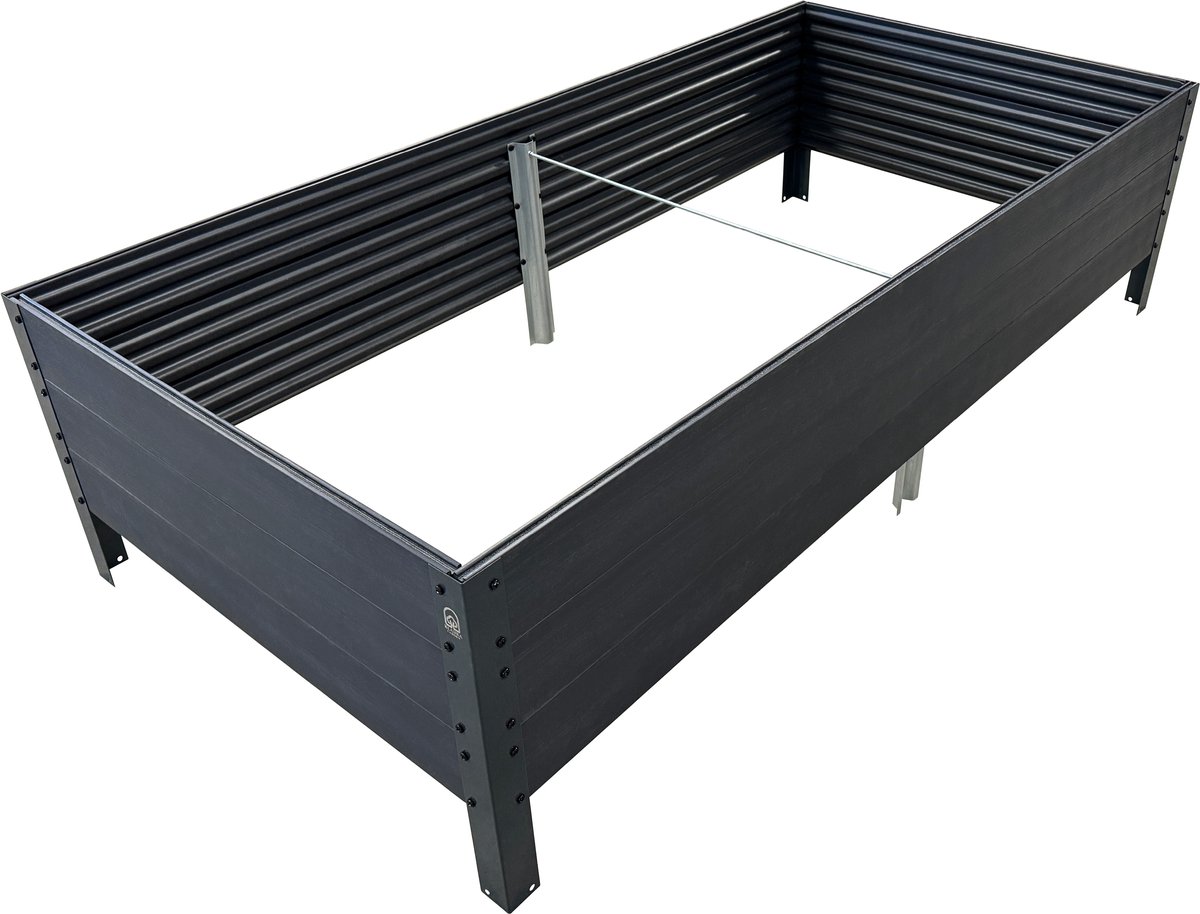 KLASIKA Verhoogd Plantenbed - Houten Look - Duurzaam - Antraciet - UV-bestendig - Eenvoudig te Onderhouden
