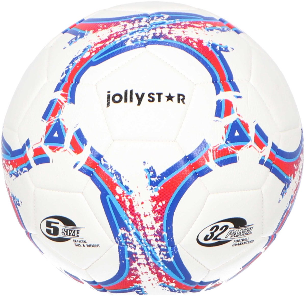 Jollystar - Voetbal - Pro Version - TPU Texture - 32 Panelen - 3.5mm Dik - Voetballen - Kinderen en Volwassenen - Unisex - Wit/Blauw/Rood/Zwart - Maat 5