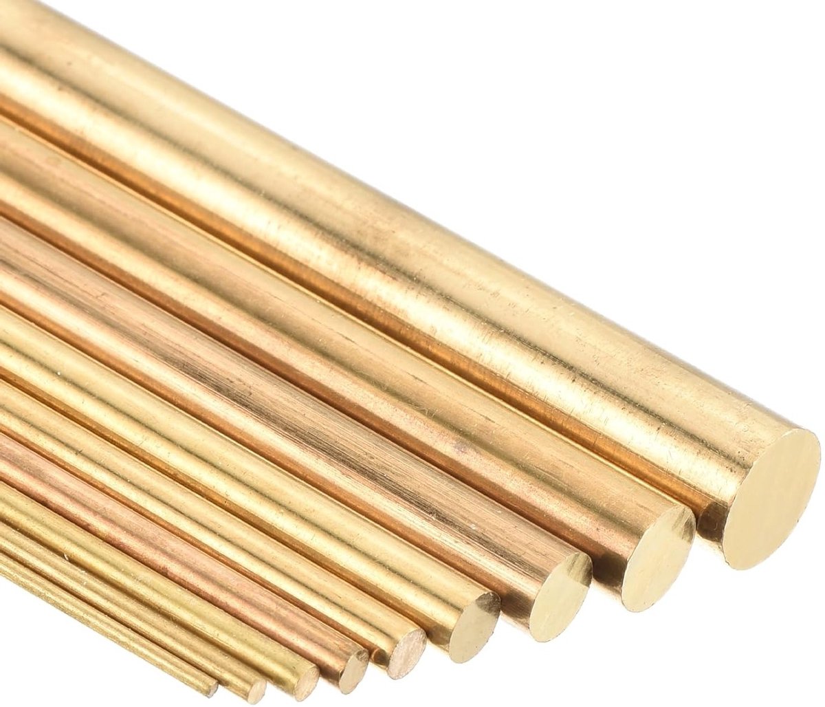 42-delige Messing Stangen Assortiment van 1 tot 8 mm, Ronde Stangen voor DIY, Lassen en Modelbouw van Schepen en Vliegtuigen