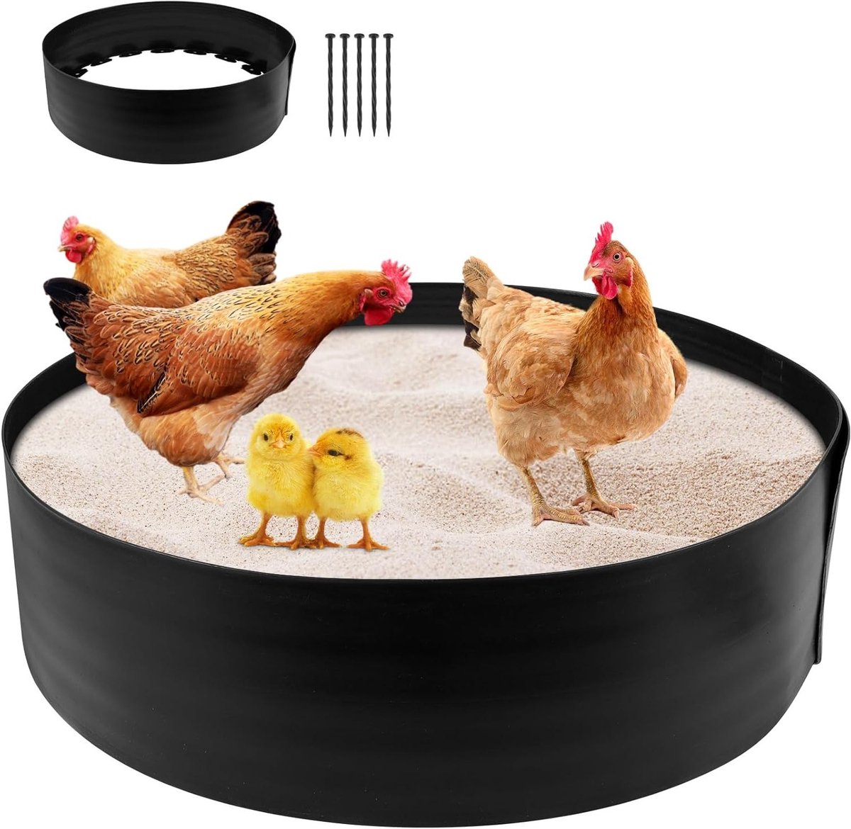 Verstelbare stofbad voor kippen met een diameter van 65 cm, ideaal voor scharrelkippen en legnestaccessoires