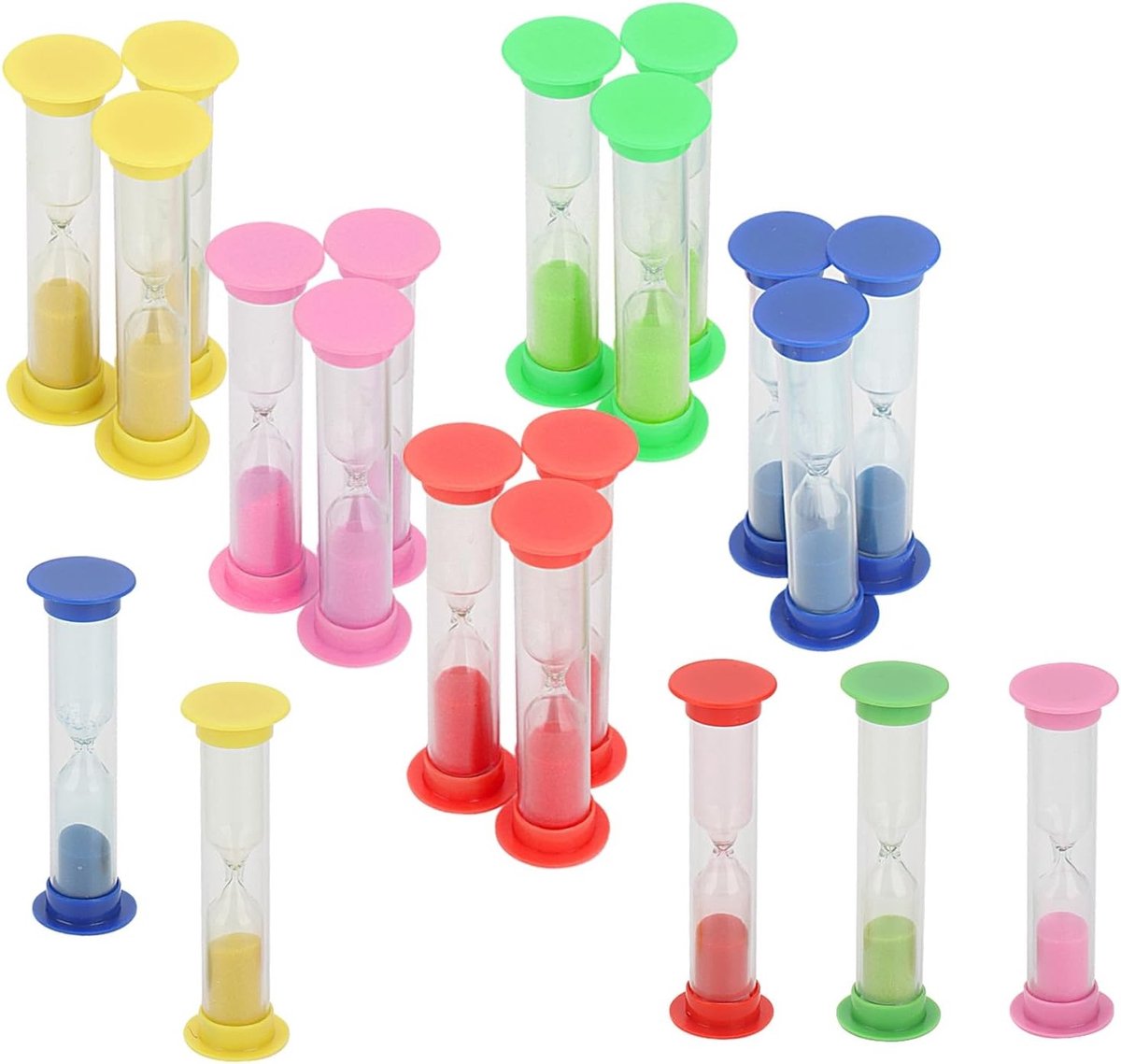 20 Stuks 1 Minuut Kleine Zandlopers in 5 Kleuren, Plastic Uurglazen Timer voor Thuisgebruik en Decoratie