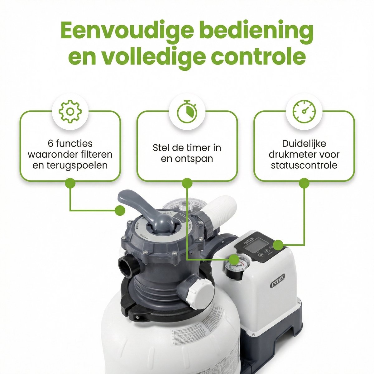 Intex 26646GS Zandfilterpomp - SX2100 - 6000 liter per uur inclusief Filterglas en Testrips – foto 6