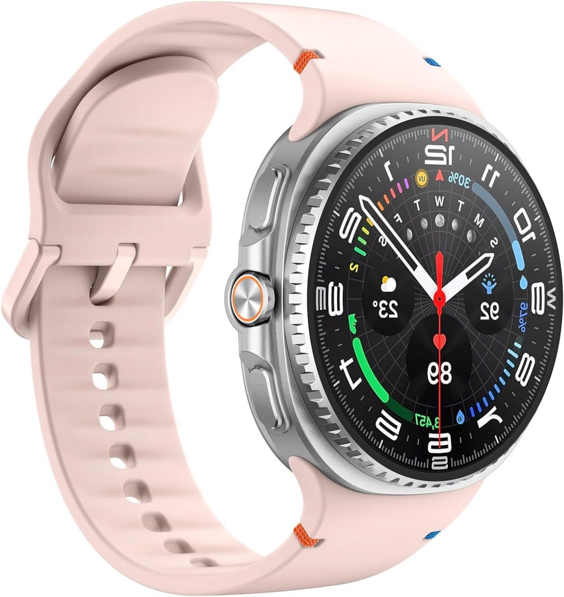 Sportieve Silicone Vervangband voor Samsung Galaxy Watch 8 en Classic 46mm, Geschikt voor Mannen en Vrouwen, M/L, Roze, Comfortabel en Duurzaam