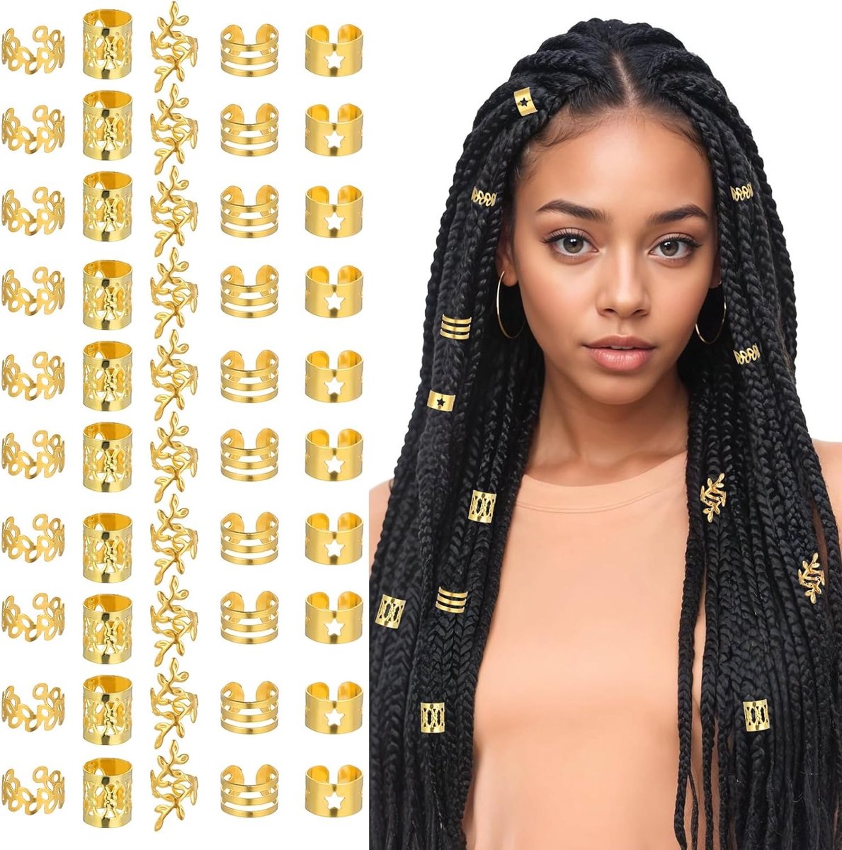 50 stuks Goudkleurige Haaraccessoires voor Vlechten en Dreadlocks