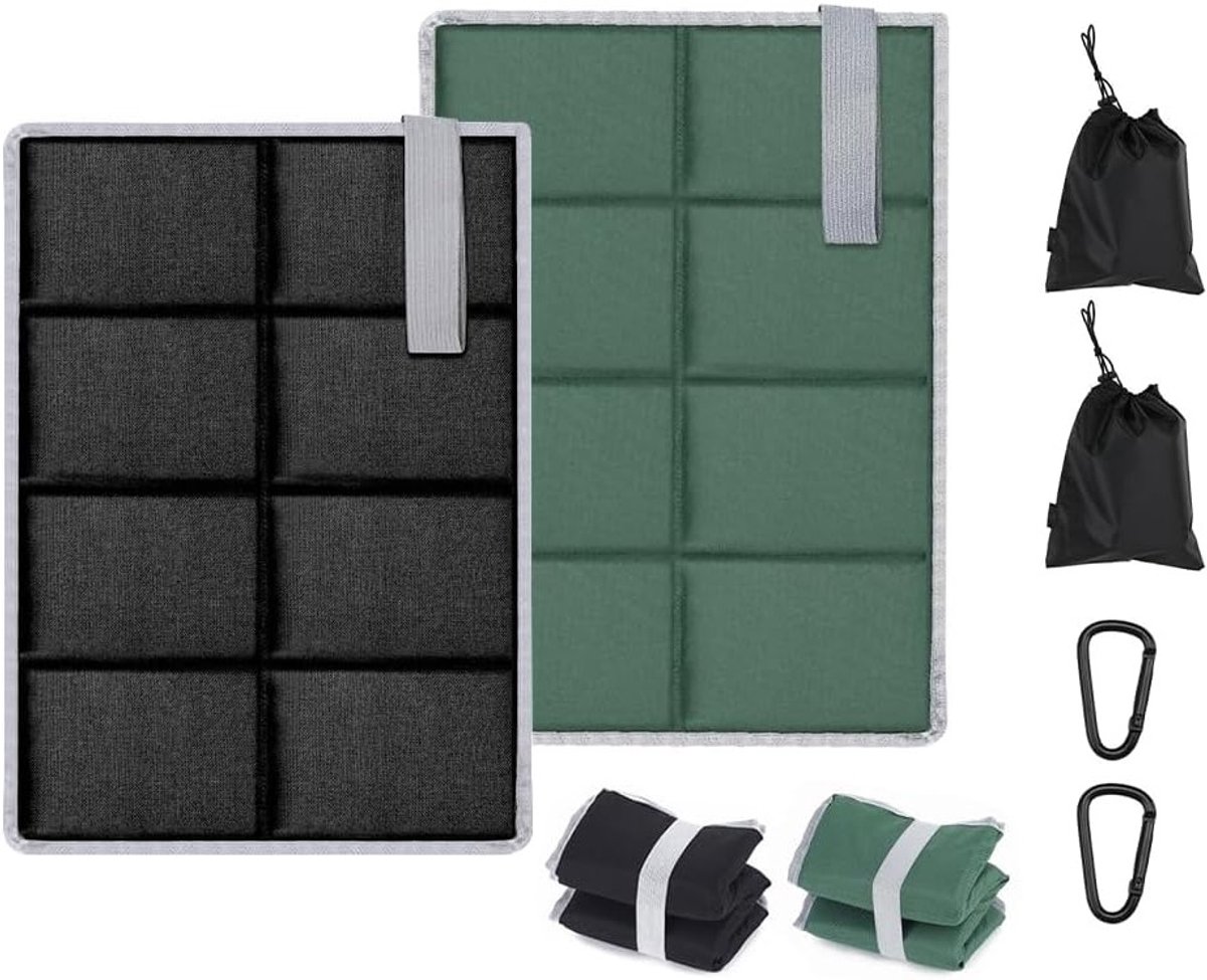 2 Pcs Draagbare Zitmat - Vouwbare Kussen met Opbergtas - Vouwbare Stoelmat - Mini Zitmat - Vouwbare Carabiner voor Tuin en Kamperen
