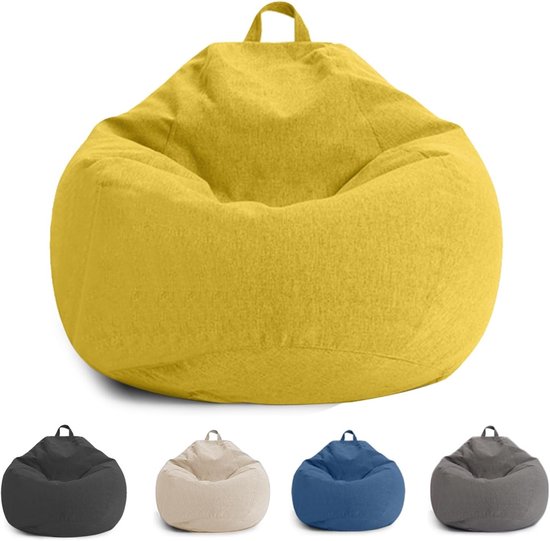 Zitzak voor Kinderen en Volwassenen - Hoes Alleen (zonder Vulling) - Zitzak Stoel voor Slaapkamer, Kantoor, Woonkamer, Patio (Geel, 100 x 120 cm)