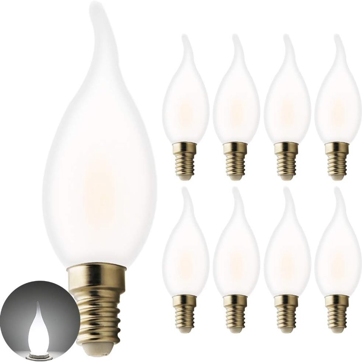 Led Kaarslampen - Decoratieve Verlichting - Sfeerverlichting Creëren - Energiezuinig 5 Watt - E14 Fitting 115mm Hoog - Koud Wit