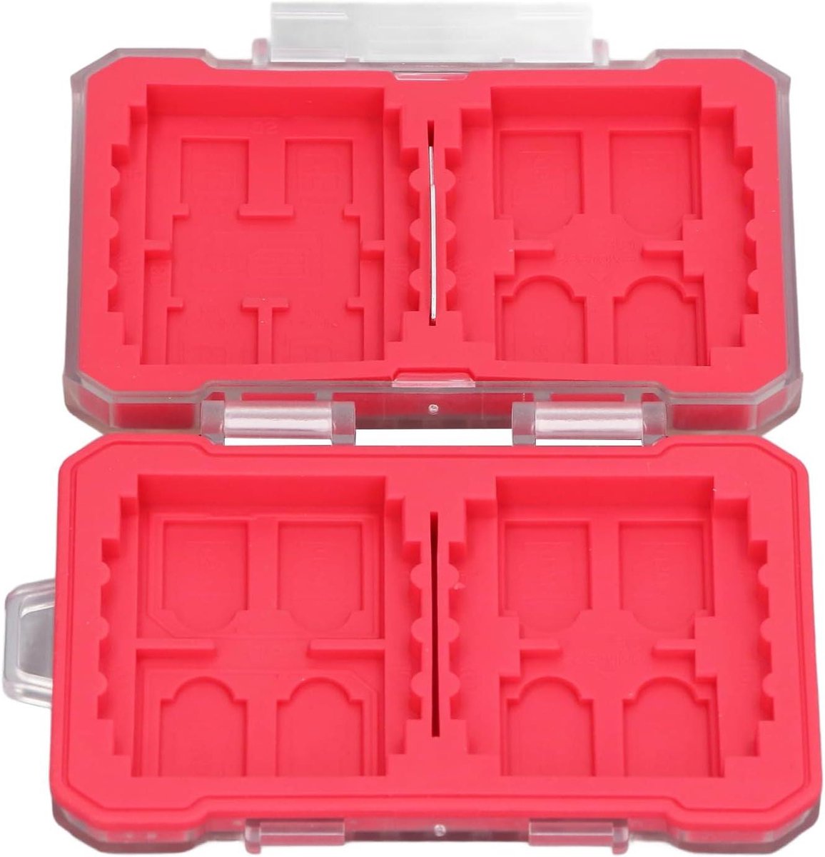 Annadue Geheugenkaartkast, Waterbestendige Geheugenkaart SIM-kaart Opslagbox voor 4 CFE-B & 4 CFE-A/4 SD/12 TF/5 SIM, met Schokabsorberend Interieur, Snap Sluiting (rood)