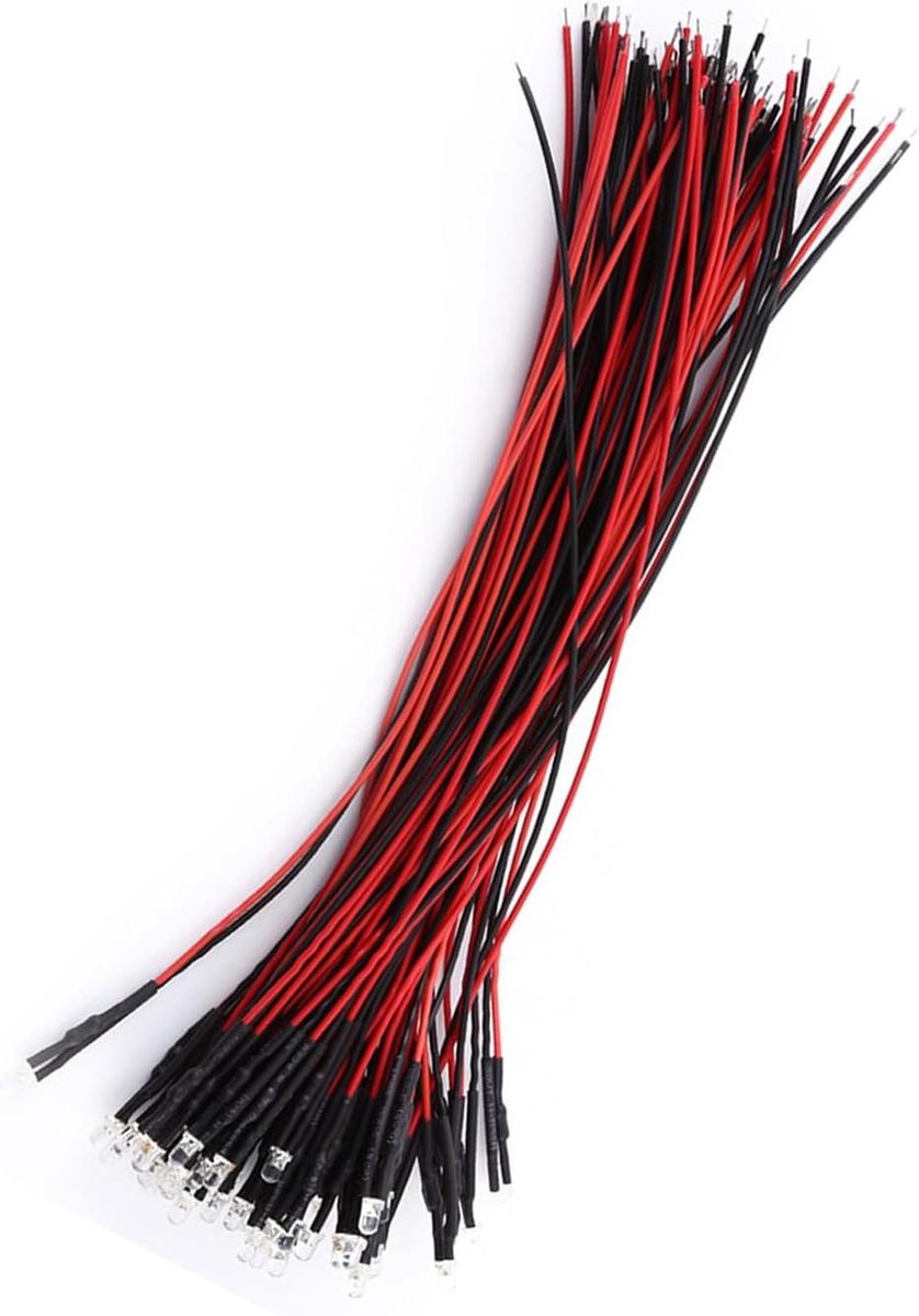 LED Flitslicht Lampjes - LED Diodes - Hobby Projecten - Voorbekabeld - 20 cm Kabel - Rood