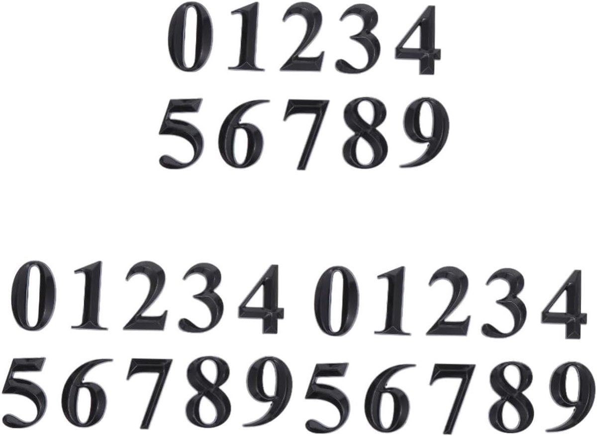 Huisnummer Set - Deurstickers Cijfers - Adres Aanduiding - Reflecterende Letters - 5x3 cm - Zwart