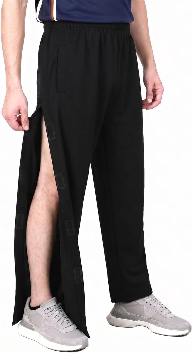 Comfortabele katoenen joggingbroek voor heren met zijsluiting, ideale sport- en vrijetijdspants met zakken voor training en ontspanning