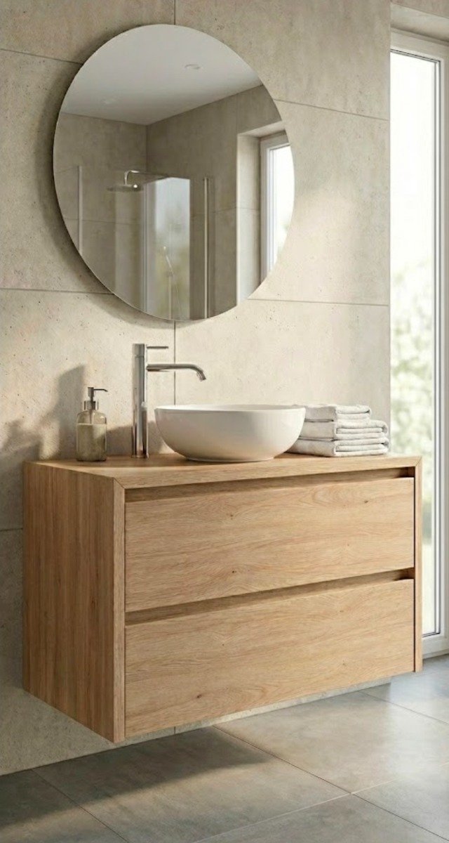 Massief Eiken Badkamermeubel Levanger | Zwevend Design | 60-120 cm & Maatwerk
