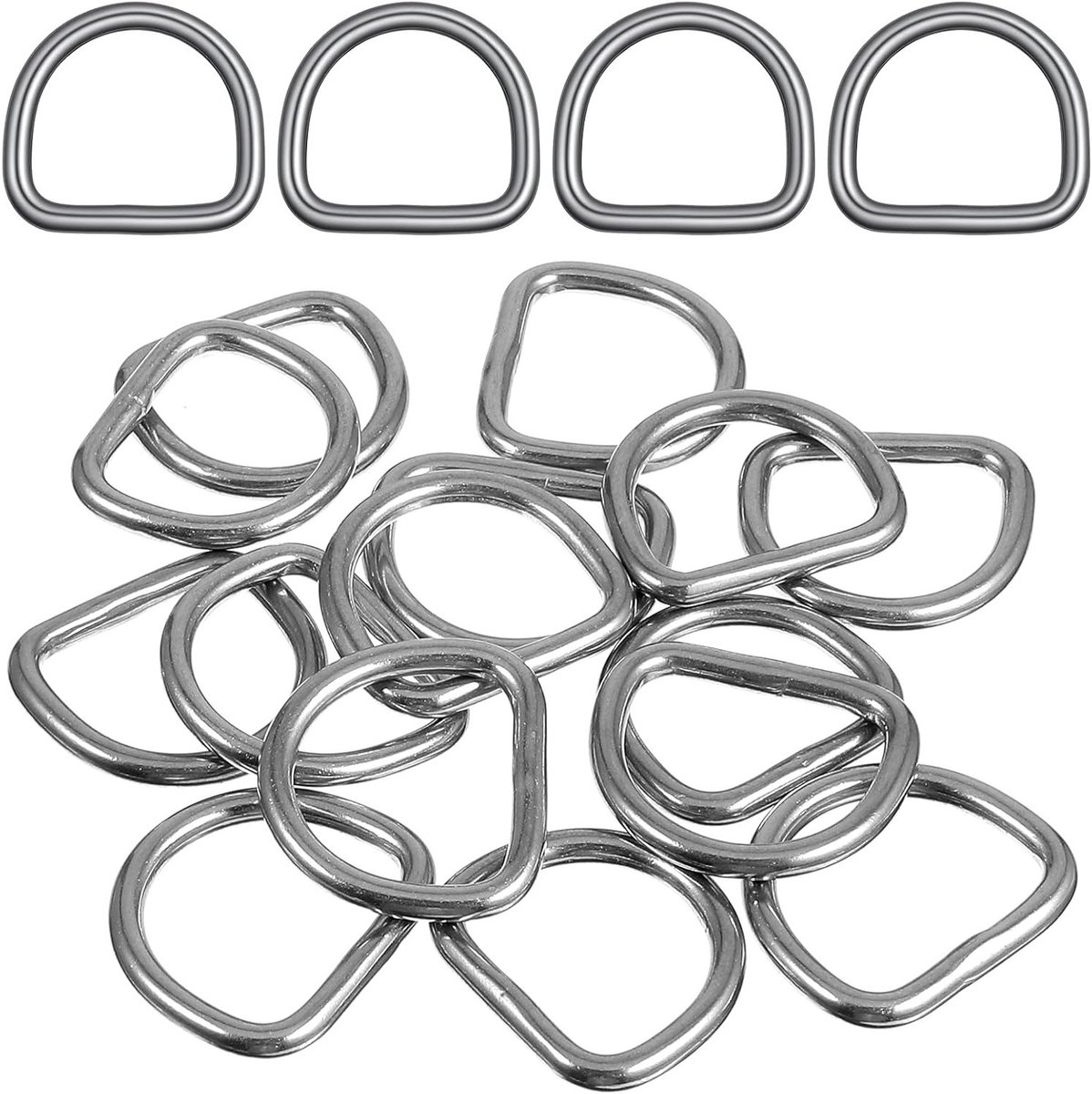15 Stuks D-ringen 1 Inch Roestvrij Staal - Robuuste D-vormige Clips voor Hondenhalsbanden, Rugzakken en Doe-Het-Zelf Accessoires