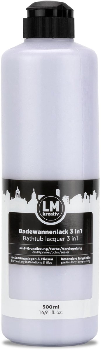 LM-Kreativ Muurverf - Tegelverf voor Badkamer - 3-in-1 Hechtlaag, Kleurlaag en Beschermlaag - Leigrijs - 500 ml