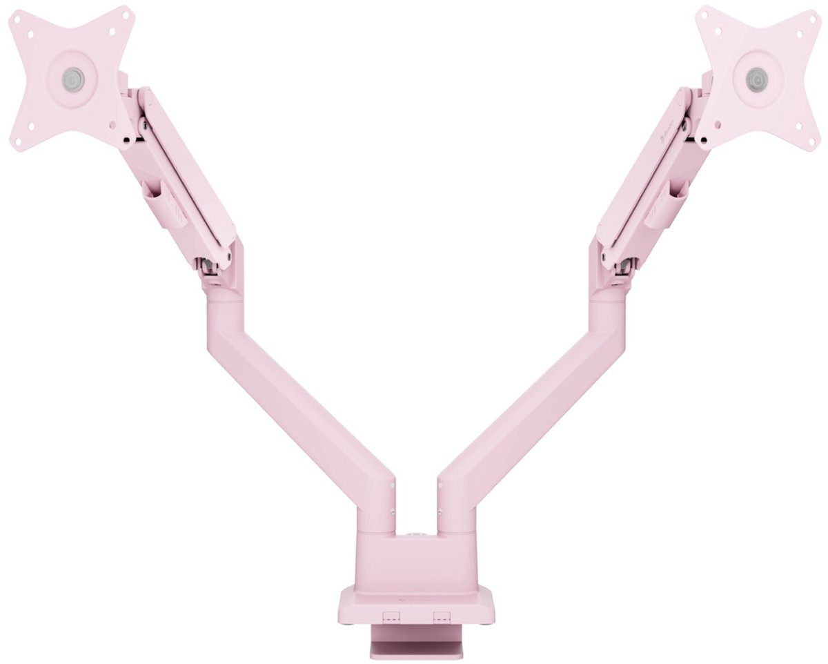 Arozzi Alzare Neo Dubbele Monitor Arm - Gasfeder - Kabelbeheer - 17" tot 34" - Roze thumbnail 4