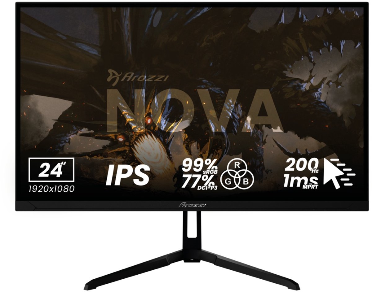 Arozzi Nova 24″ computer monitor 60,5 cm (23.8") 1920 x 1080 Pixels Full HD LED Zwart