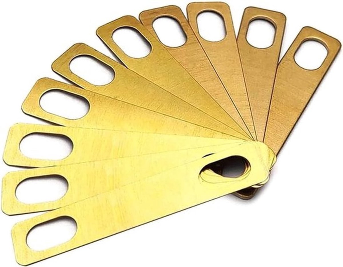 Gitaar Hals Shims - Dikte - Messing - Gitaar & Bas - Nek Reparatie - Bolt-on - 10 stuks - Goud