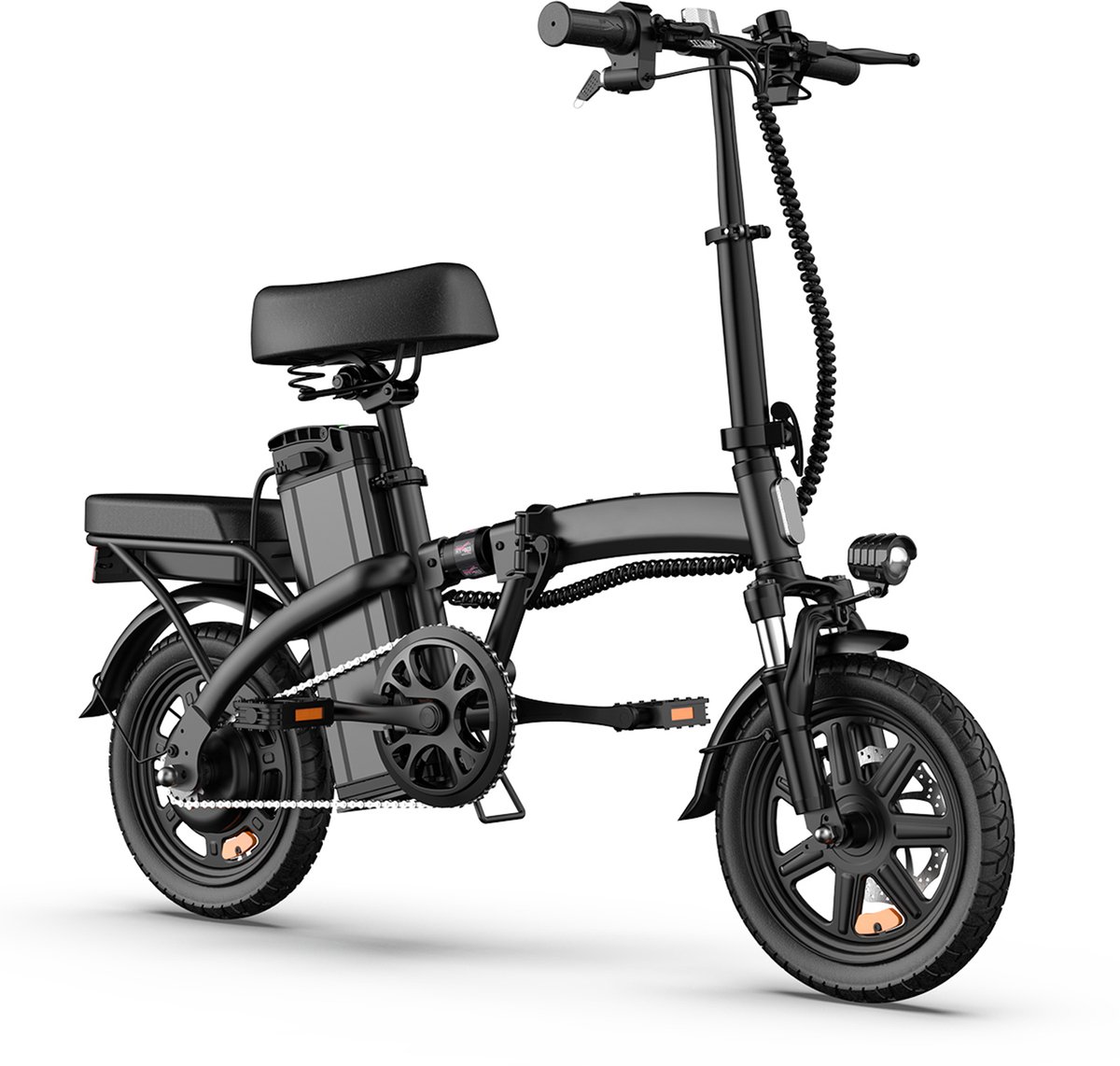 Qekud F1L 14" Opvouwbare Elektrische Fiets – 48V 7,5Ah Accu, 250W Motor, 25km/u, 40km Bereik, Dubbel Geveerd, Schijfremmen – Zwart