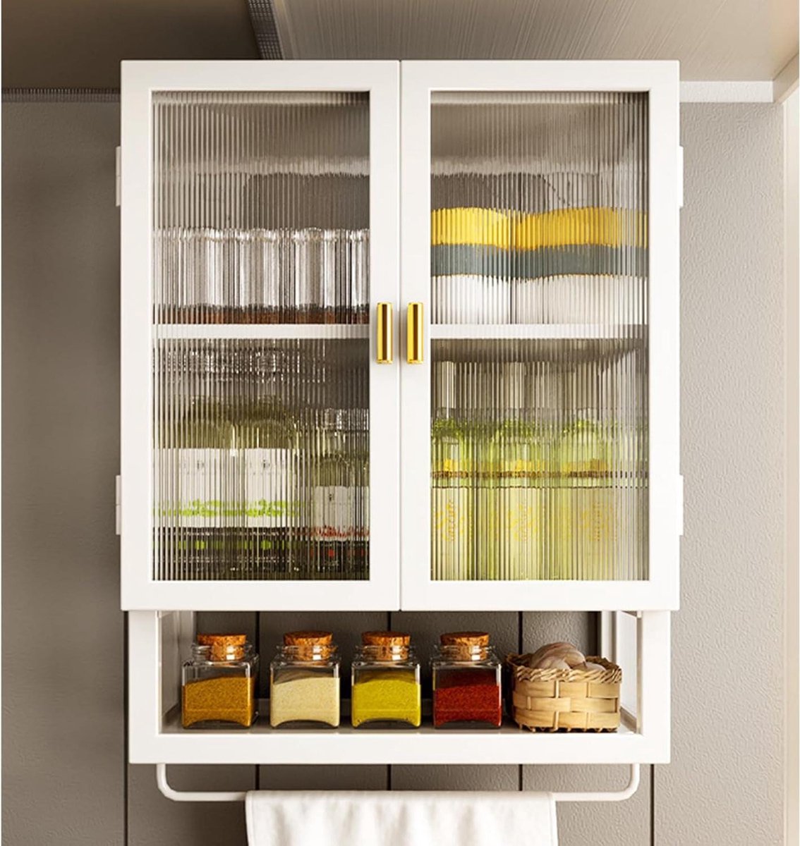 Keuken Opbergkast - Wandrek Organizer - Ruimte Besparen - Schuifdeuren - 15.7-19.6 inch - Wit