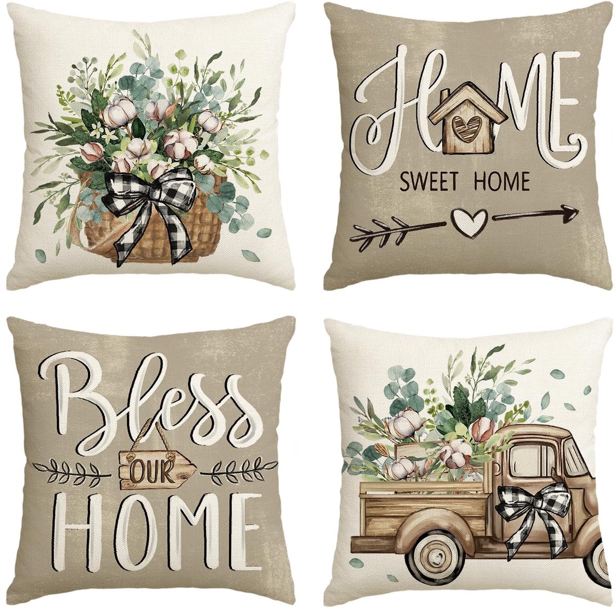 SPHProducts - Kussenslopen - Set van 4 - Ultrazacht en modern - Bruin - Woondecoratie - Geschikt voor elke ruimte - 40 x 40 cm