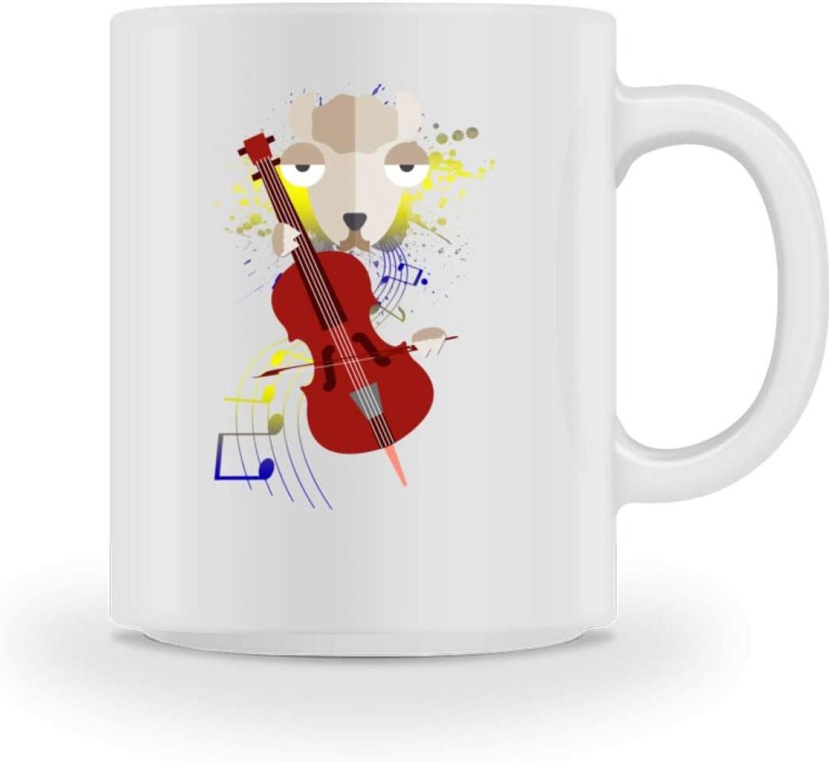 Mok met Alpaca - Koffiemok Theeglas - Muziek Liefhebber - Exclusief Ontwerp - 375 ml - Wit