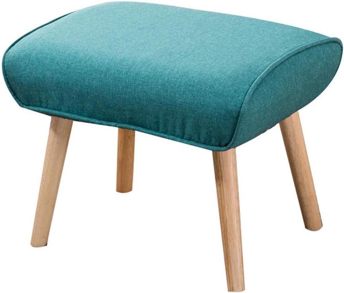 Voetenbank Stoffen Krukje - Opstapje Hocker - Comfortabel Zitten - Afneembare Wasbare Hoes - 50x39x39cm - Groen