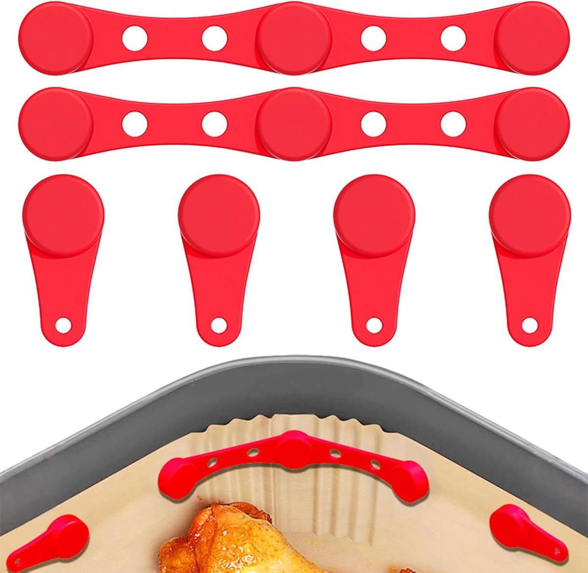 Magnetische Buckles - Hittebestendig Silicone - Airfryer Bakpapier - Voorkomt Omslaan - 2 Sets - Zwart