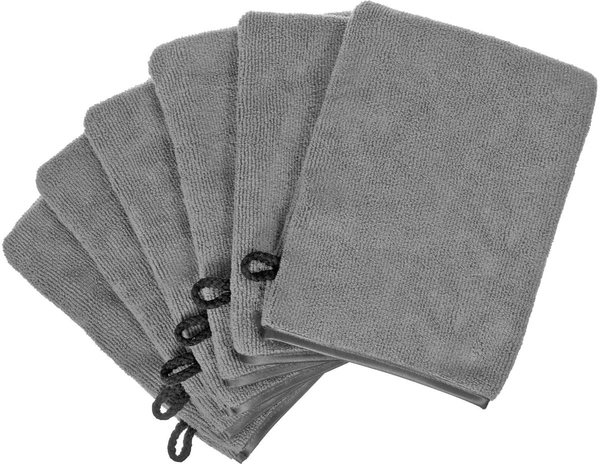 aladdien - Microfiber Washcloths - 6-Pack - Zacht en Absorberend - Grijs - Make-up Verwijdering - Geschikt voor Alle Huidtypes - 21x15cm