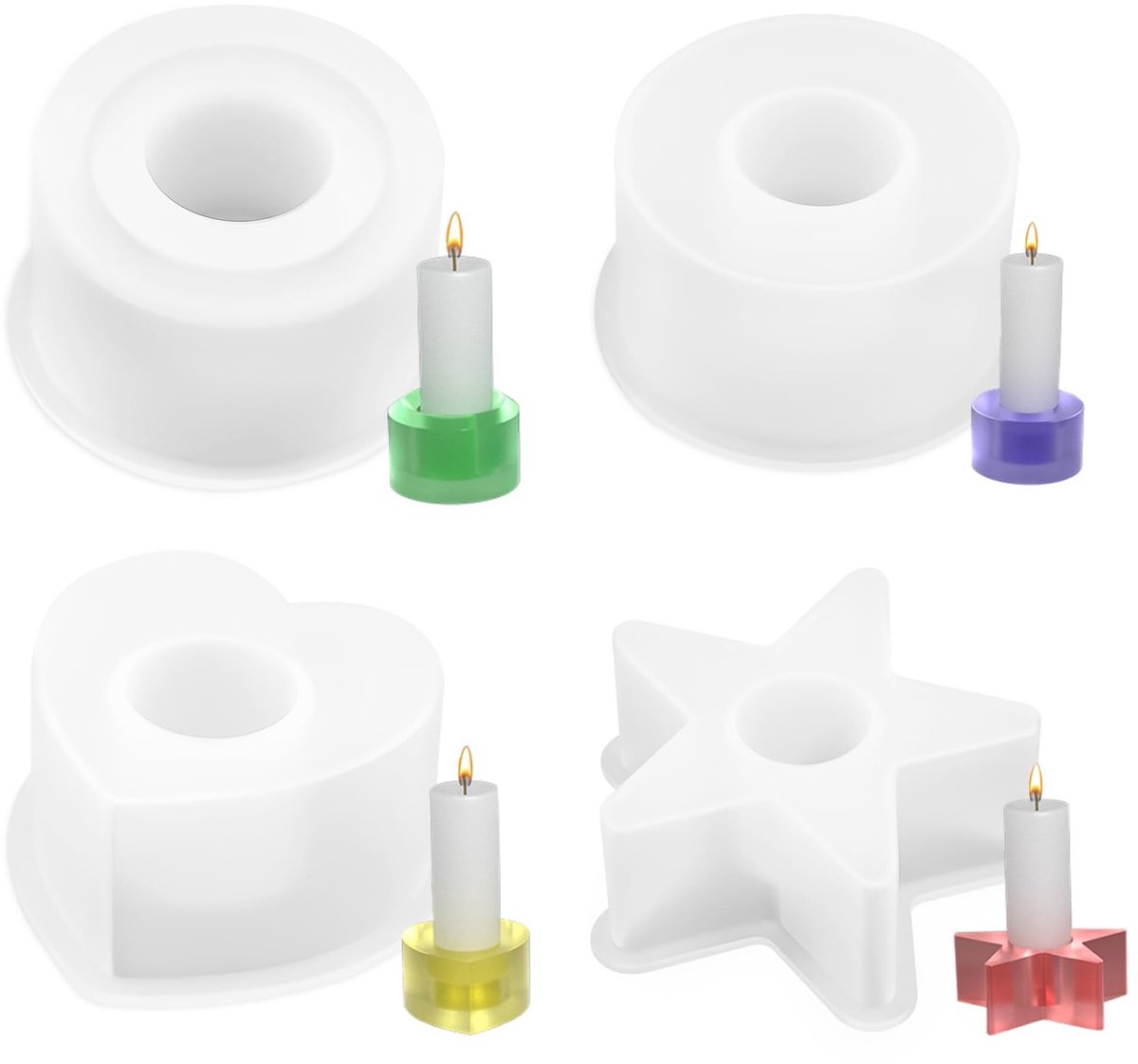 aladdien - Candlestick Moulds - Silicone Mould - DIY Cement Candle Holder - Wit - Theelicht Houder - Creatieve Decoratie - Geschikt voor Thuisgebrui...