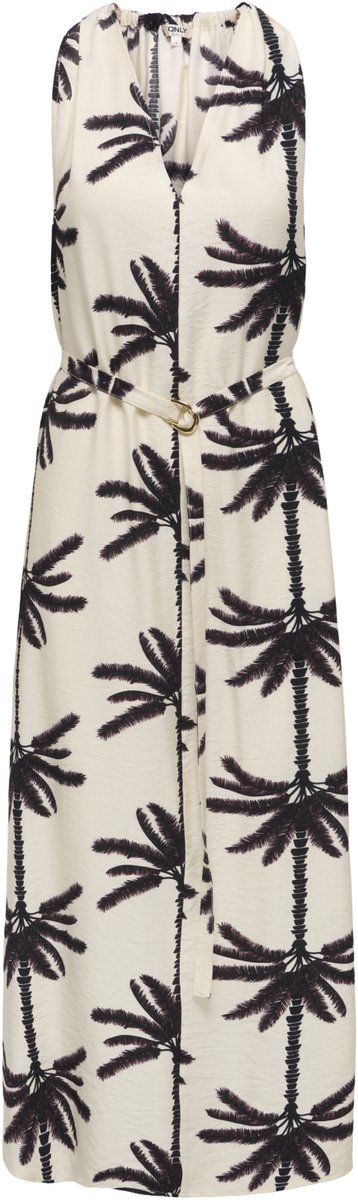 Only Jurk ONLPALIMA Lange jurk cloud dancer aop:stacked palms