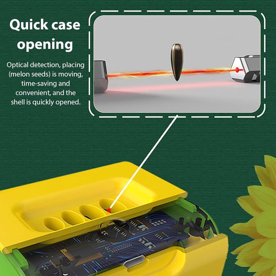 Automatische Zonnebloemschiller - Elektrische Pittenkraker - Snel Snacks Bereiden - USB Oplaadbaar - 6.5 x 7 x 7.2 cm - Geel — afbeelding 2