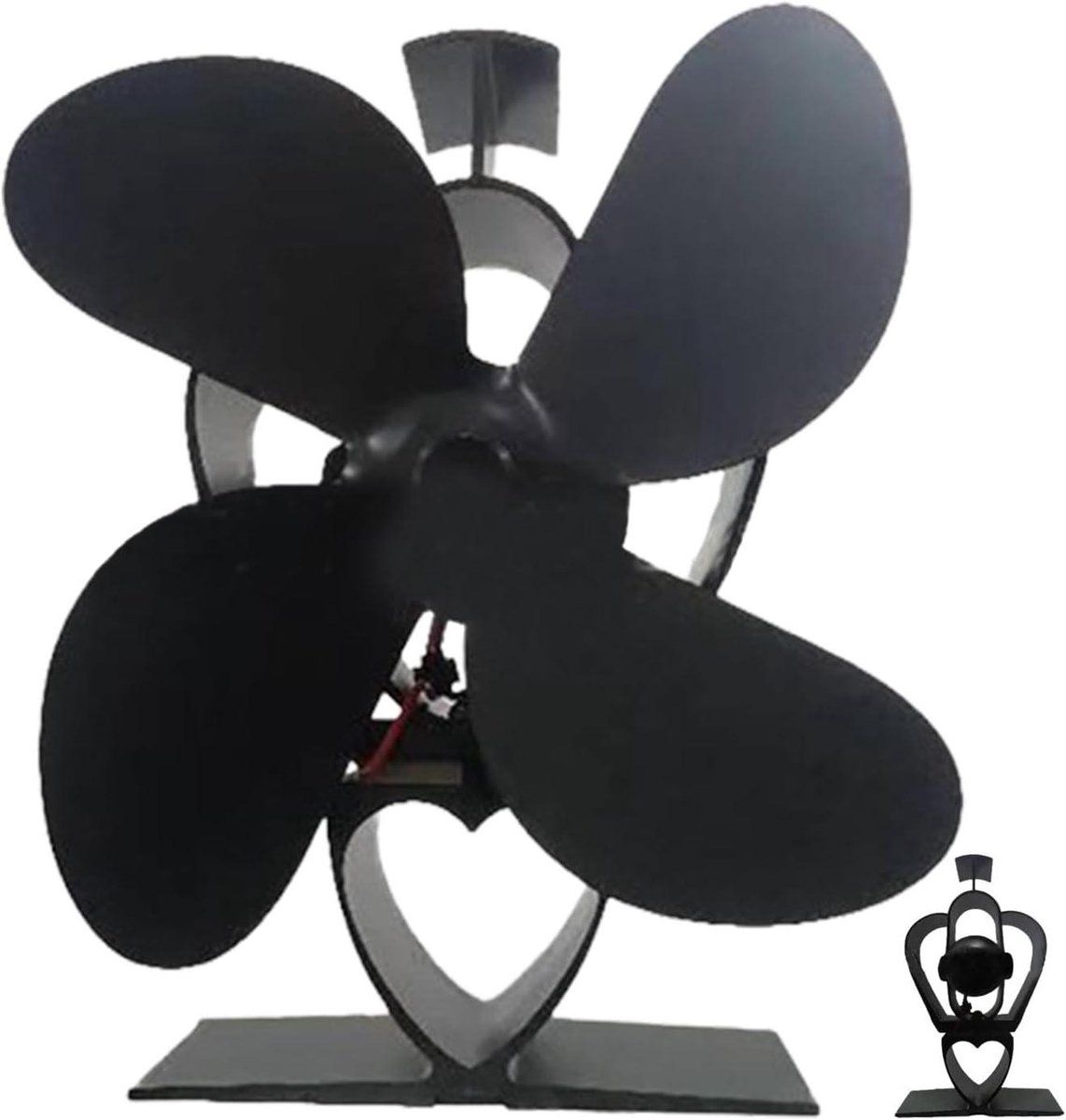 Haard Ventilator - Kachel Fan - Warmte Verspreiden - Warmte-Aangedreven - 18x10x6cm - Zwart