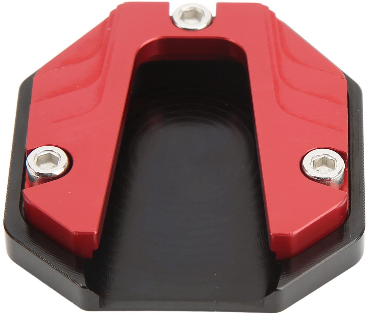aladdien - Motorfiets Zijstandaard Plaat Pad - Kickstand Pad Extender - Stevige Aluminium Legering - Rood - Slijtvast en Duurzaam - Geschikt voor Za..