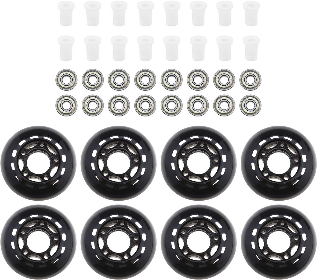 ONF3 Inline skate-wielen 8-pack Ideaal voor indoor en outdoor skaten 64mm Stevige PU wielen Geschikt voor rolschaatsen Zwart