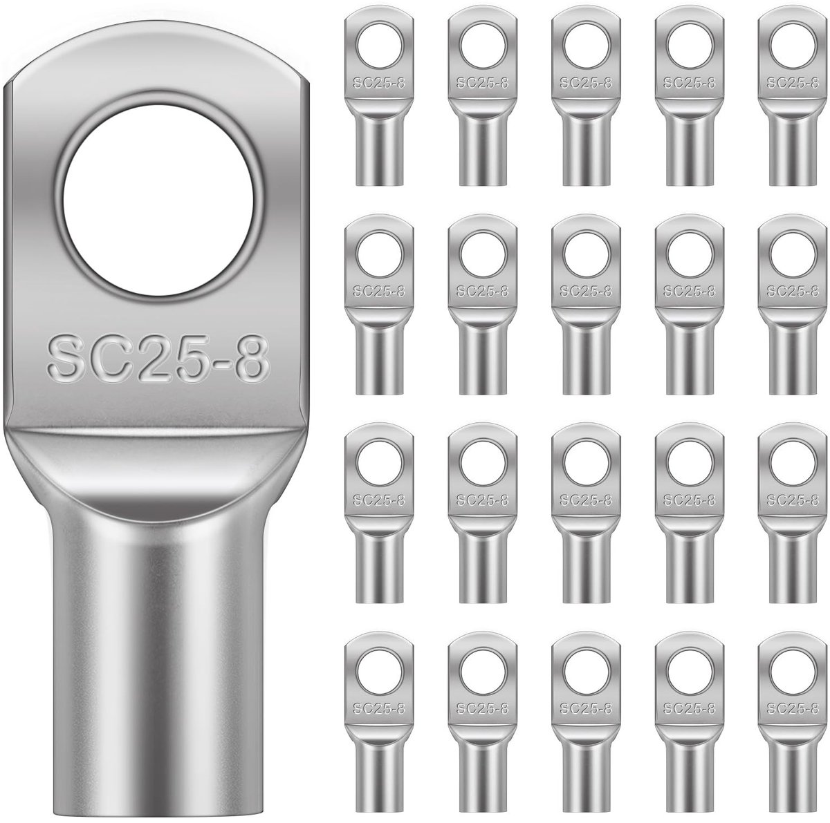 aladdien - Ringterminals - Set van 20 - Tinned Copper - SC25-8 - Elektriciteit - Voor Auto en Boot - Geschikt voor Verbindingen