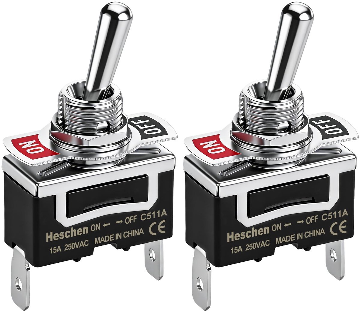SPHProducts - Tuimelschakelaar - Continu licht - Metaal - Aan/uit functie - 15 A 250 - Geschikt voor diverse toepassingen - C511A