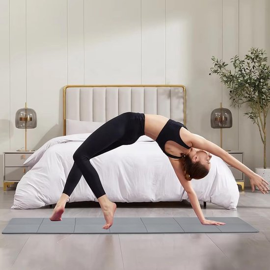 Opvouwbare Yogamat - Trainingsmat - Thuis trainen - Waterdicht TPE materiaal - 6 mm dik - Grijs — afbeelding 4