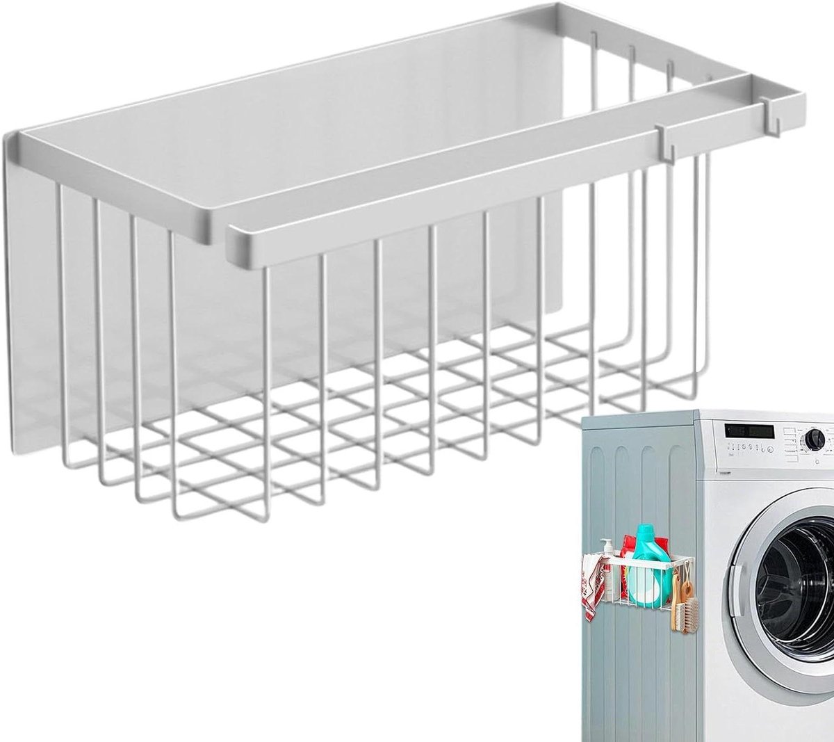 Magnetische Organizer - Koelkast Mand - Keuken Opbergen - Sterke Magneet Bevestiging - 17x18.5x17 cm - Wit