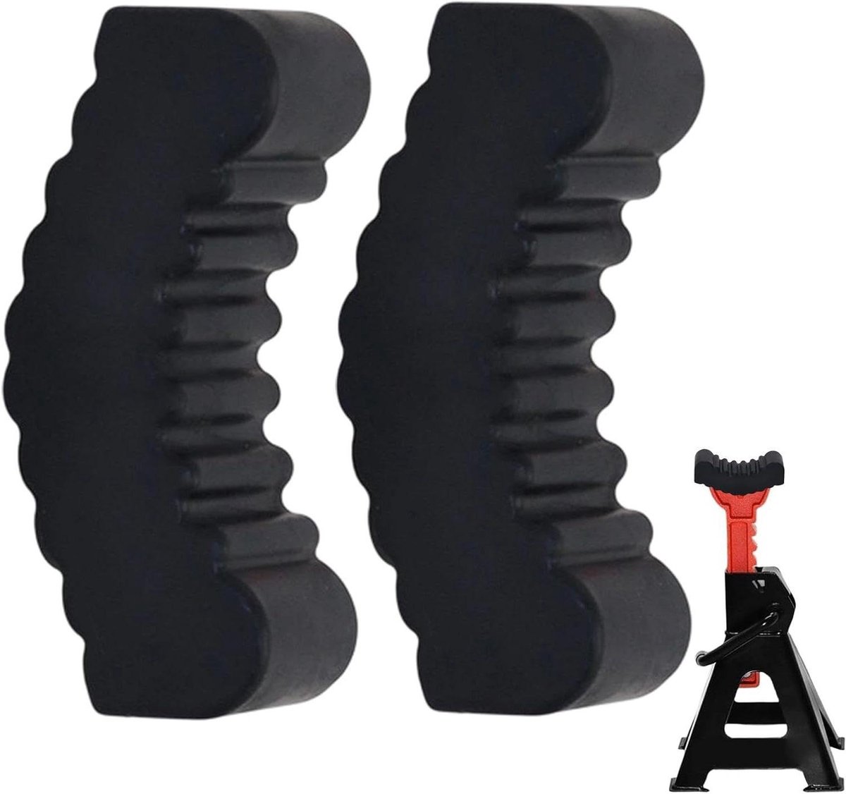 Kriksteun Rubberen Pads - Adapter Set - Voertuig Onderhoud - Schadevrije Hefoplossing - Set van 2 - Zwart Rood