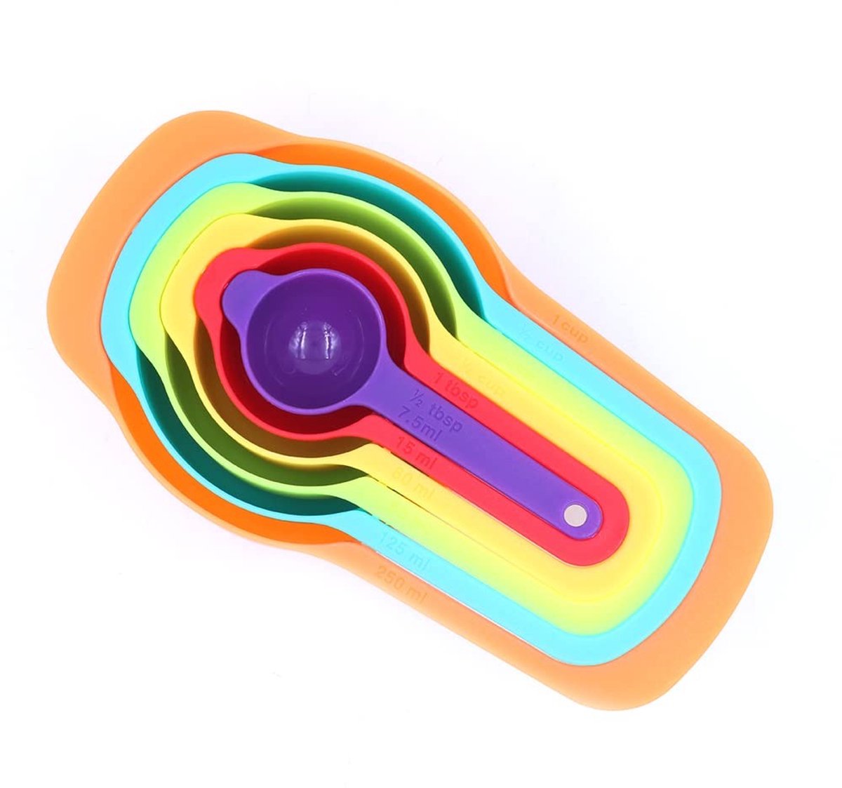 SPHProducts - Regenboog Maatlepel Set - Stapelbare Maatbekers - Koken en Bakken - Keukenaccessoires - Maatlepels - 6-delig - Geschikt voor dagelijks ge...