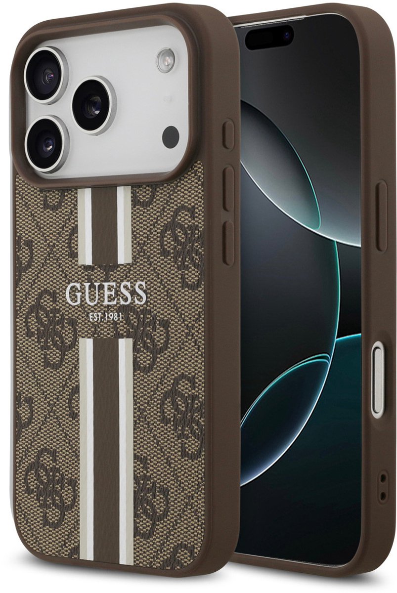 Guess Case 4G Bedrukte Strepen Magsafe Voor Iphone 17 Pro Design Cover